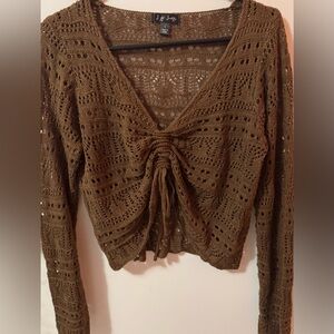 Brown Crochet Long Sleeve Top